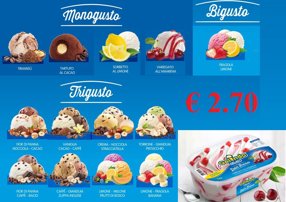 VASCHETTA GELINDO GELATI KG.1 VARI GUSTI